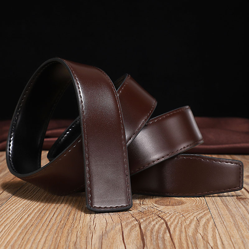 Multi-size Genuine Leather Mens Belt Two-layer Cowhide Double-sided Available Without Buckle Pin Buckle Belt for Men