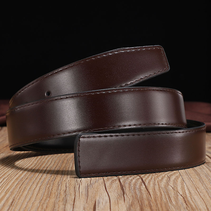 Multi-size Genuine Leather Mens Belt Two-layer Cowhide Double-sided Available Without Buckle Pin Buckle Belt for Men