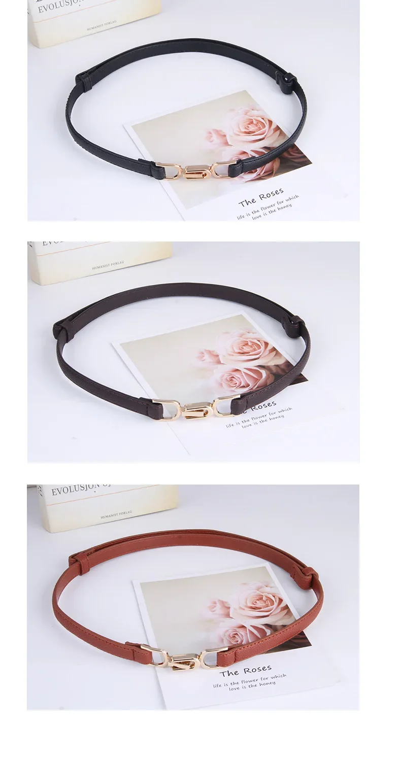 Women Solid Color Belt PU Leather Fine Decoration Dress Belts Simple Fashion Daily Versatile Belt Black Trend Accessories