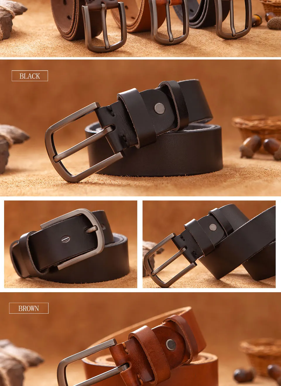 Top Cow genuine leather belts for men luxury designer high quality fashion style vintage brown cowboy male belt