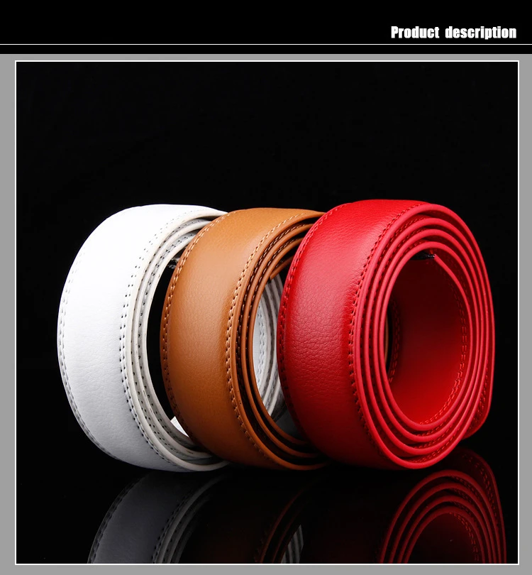 3.5cm Width Automatic Belt Strap High Quality genuine Leather Designer Mens Belts Luxury Waist Belt No Buckle White Red Yellow