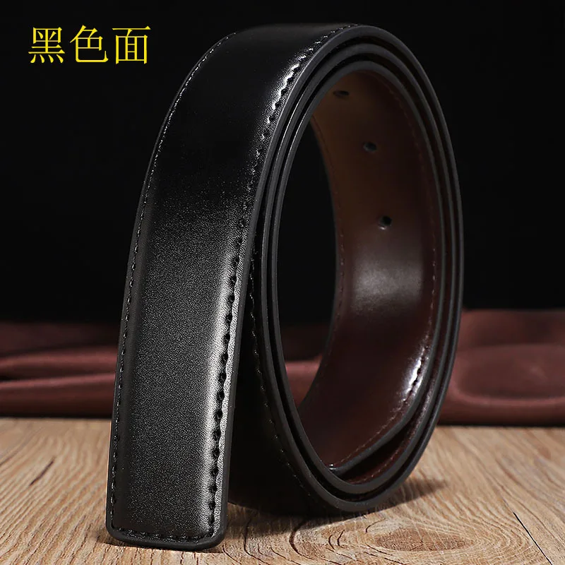 Double-sided Cow Reversible Leather With Holes No Buckle 2.8cm 3.0cm 3.3cm 3.5cm 3.8cm Wide Belt Without Buckle High Quality