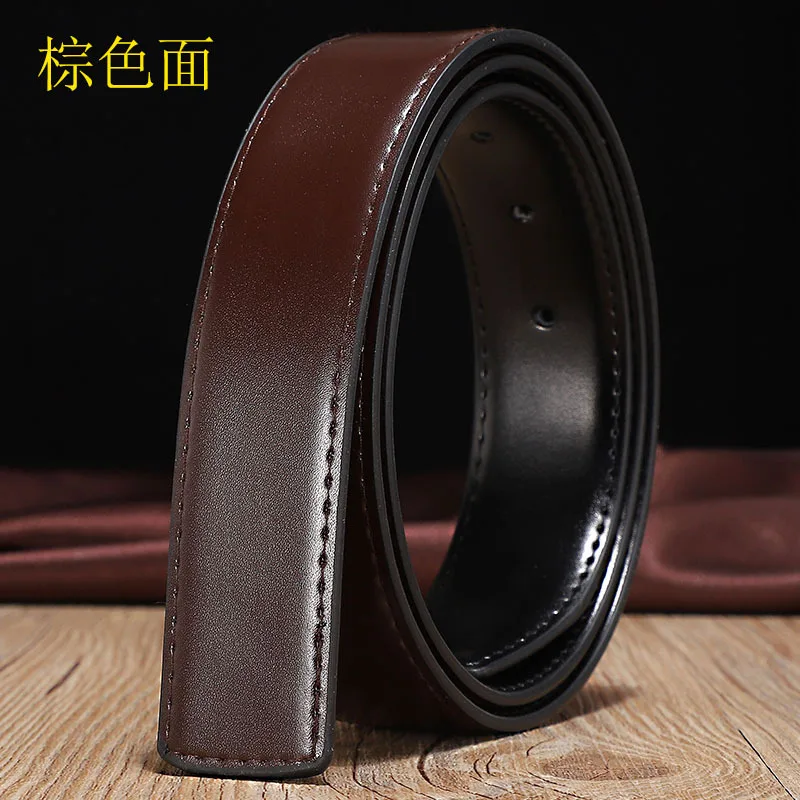 Double-sided Cow Reversible Leather With Holes No Buckle 2.8cm 3.0cm 3.3cm 3.5cm 3.8cm Wide Belt Without Buckle High Quality