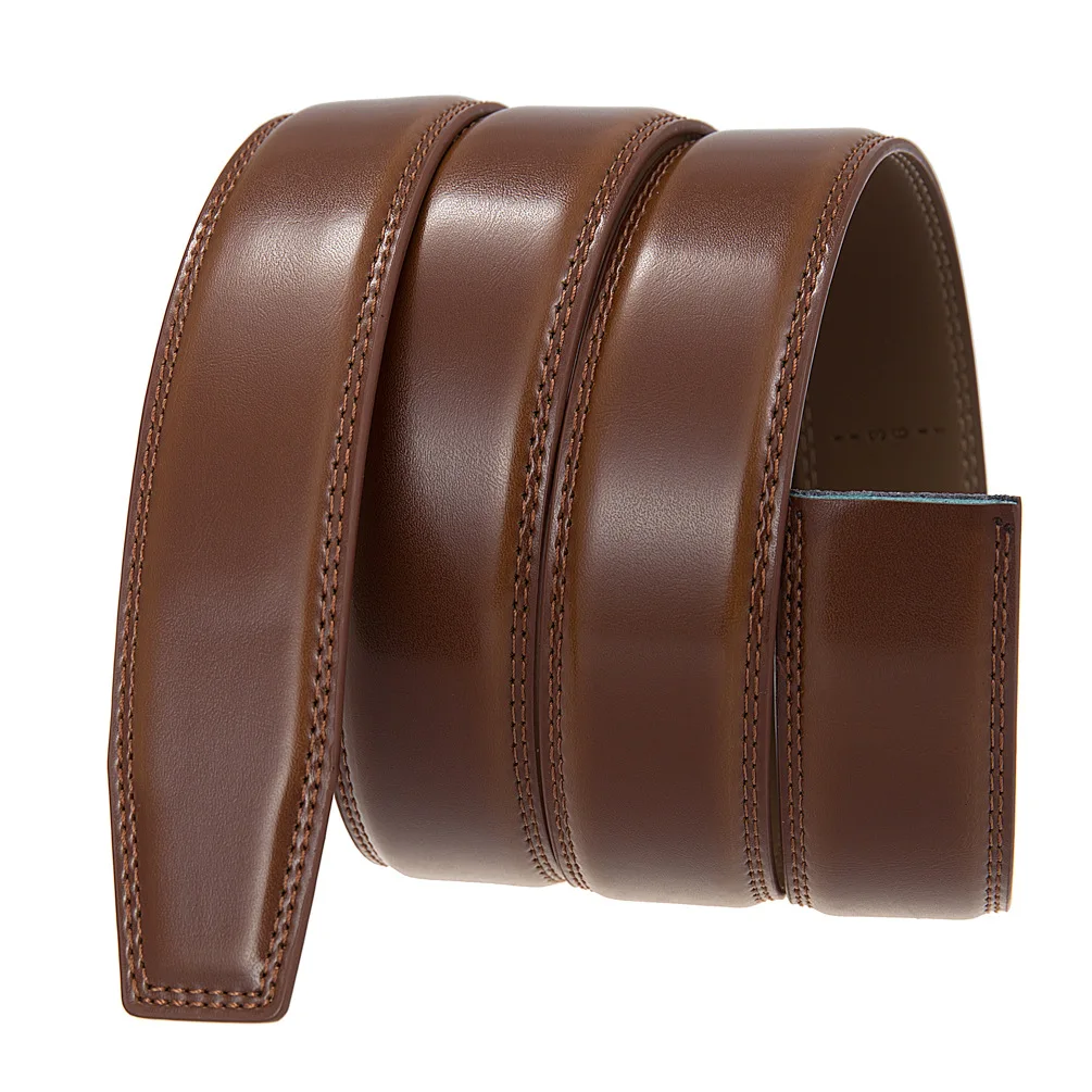 3.5cm Wide Genuine Leather Belt Without Buckle Men Luxury Designer Strap Brand Belts For Male Vintage High Quality