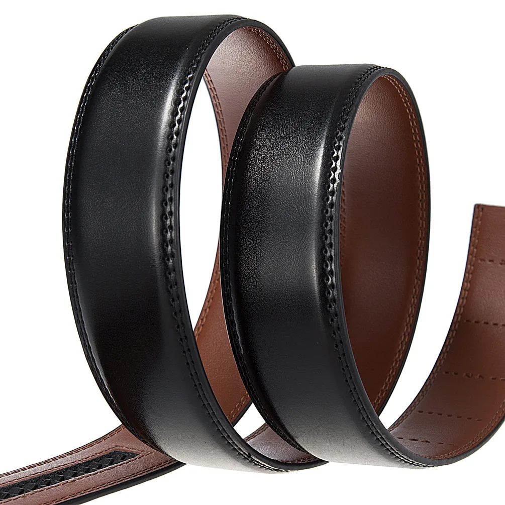 3.5cm Wide Genuine Leather Belt Without Buckle Men Luxury Designer Strap Brand Belts For Male Vintage High Quality