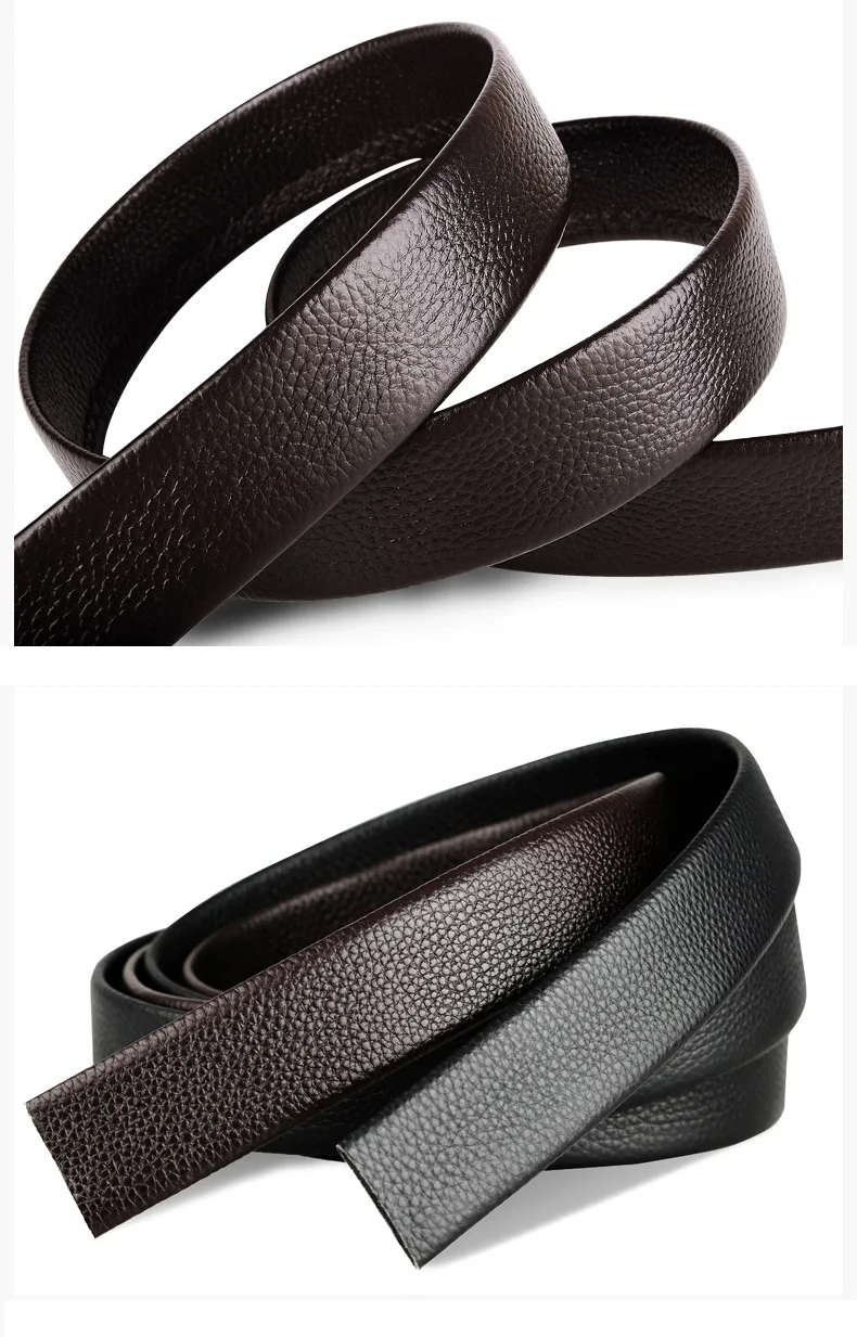 Brand No Buckle 3.5cm Wide Genuine Leather Automatic Belt Body Strap Without Buckle Belts Men Good Quality Belts 140 150 160cm