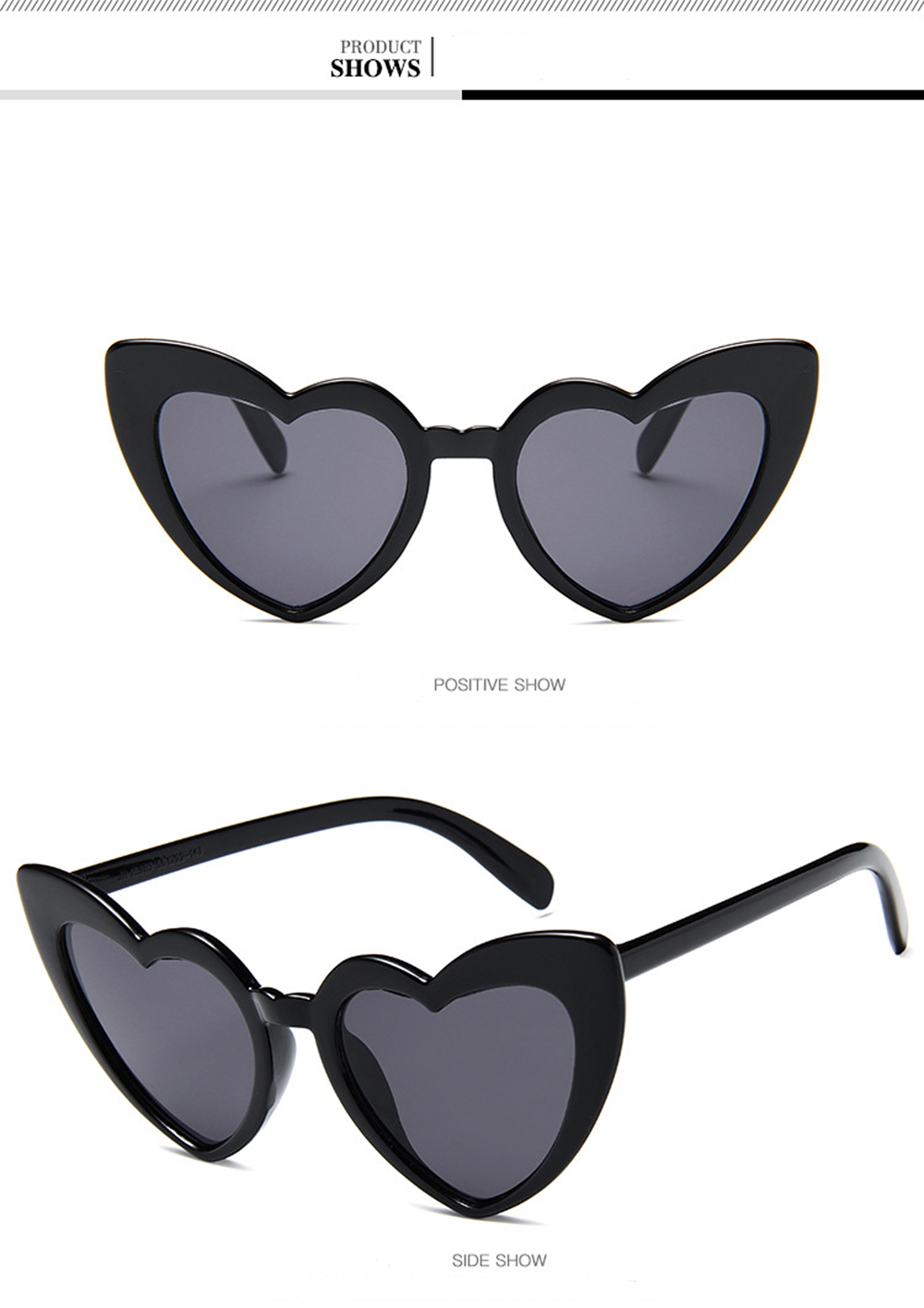 MUSELIFE Love Heart Sunglasses with Big Frame - Fashion Cute Sexy Retro Cat Eye Vintage SunGlasses for Women