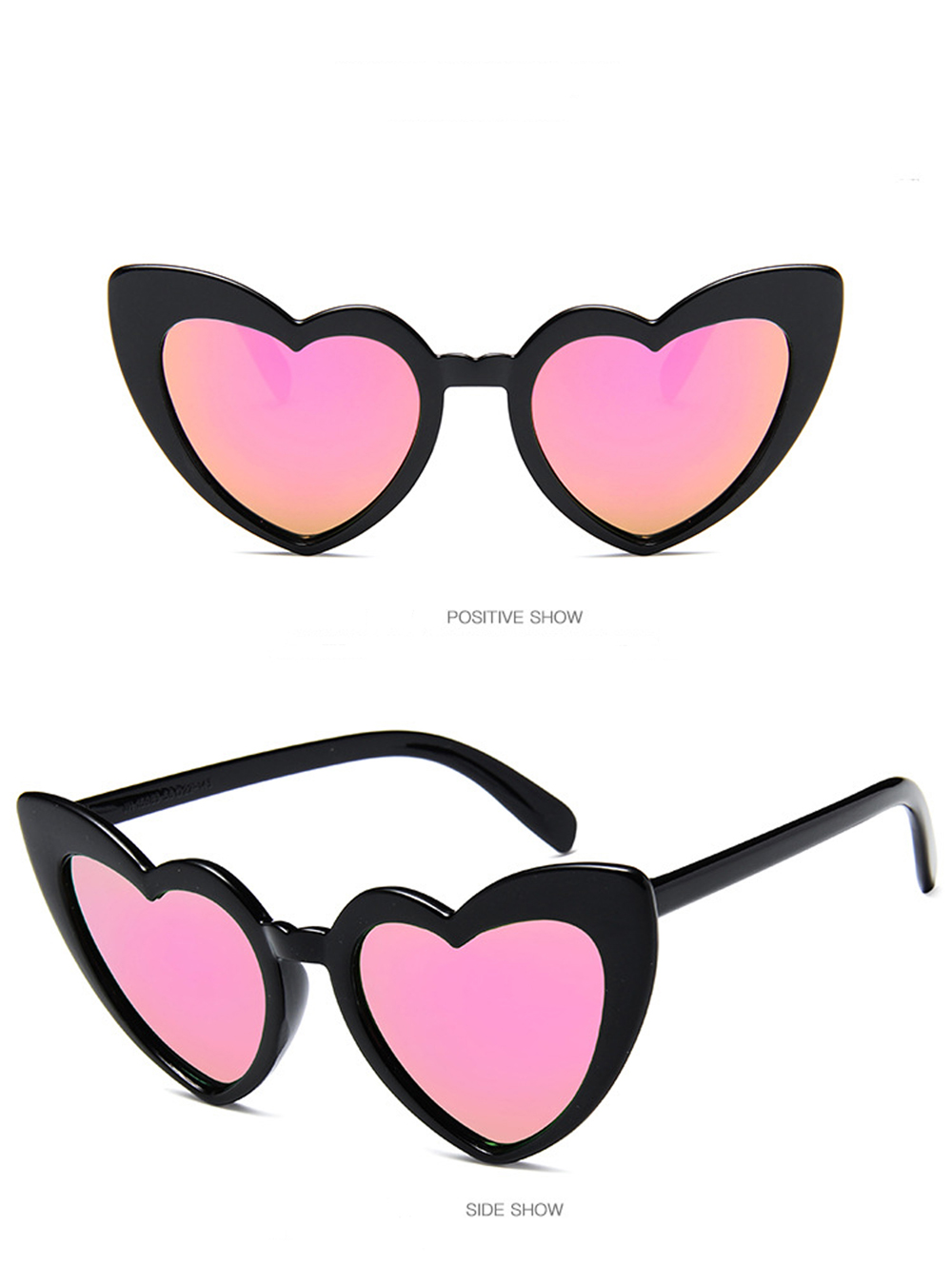 MUSELIFE Love Heart Sunglasses with Big Frame - Fashion Cute Sexy Retro Cat Eye Vintage SunGlasses for Women