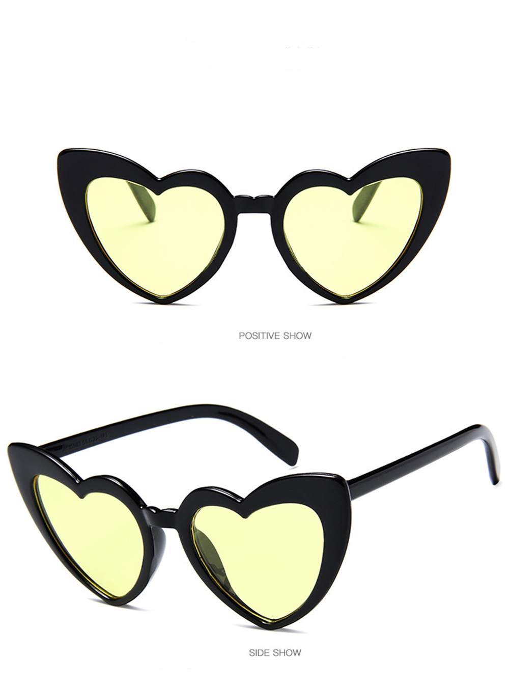 MUSELIFE Love Heart Sunglasses with Big Frame - Fashion Cute Sexy Retro Cat Eye Vintage SunGlasses for Women