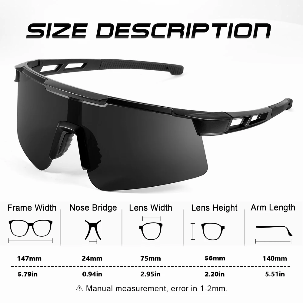 CRIXALIS Oversized Outdoors Sunglasses for Men Cycling Sports Goggles Women Fashion Anti Glare Mirror Driving Shades Male UV400