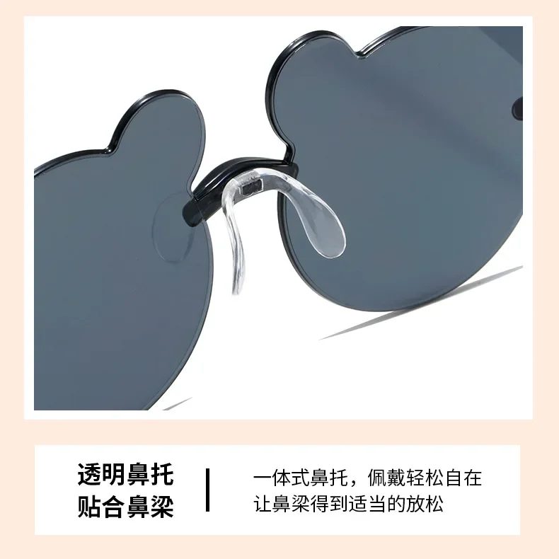 New Outdoor Travel Skiing Sunglasses Cartoon Bear Sun Glassess for Boy Girl Children Rimless Casual Eyeglasses UV400