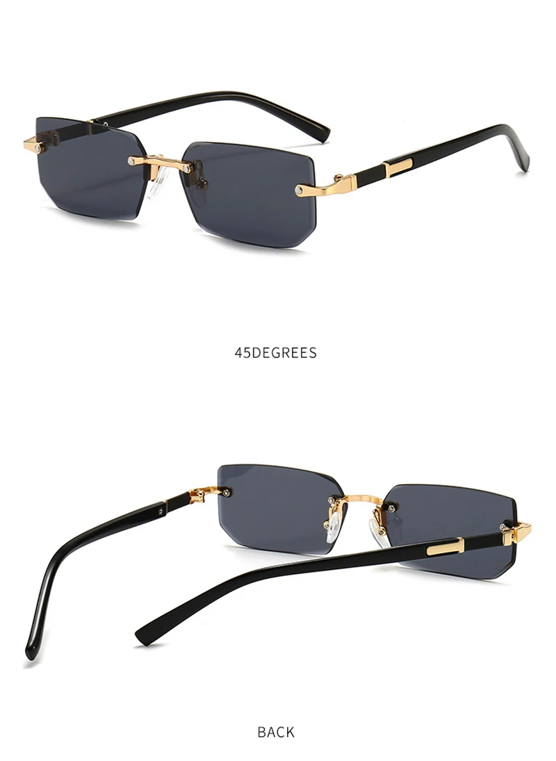 Fashion Rimless Sunglasses Men Women Populare Frameless Sun Glasses Male Female Classic Small Square Summer Traveling Shades