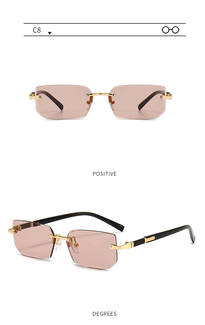 Fashion Rimless Sunglasses Men Women Populare Frameless Sun Glasses Male Female Classic Small Square Summer Traveling Shades