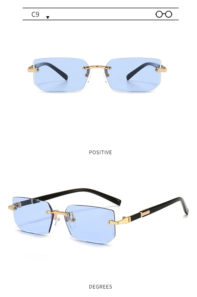 Fashion Rimless Sunglasses Men Women Populare Frameless Sun Glasses Male Female Classic Small Square Summer Traveling Shades