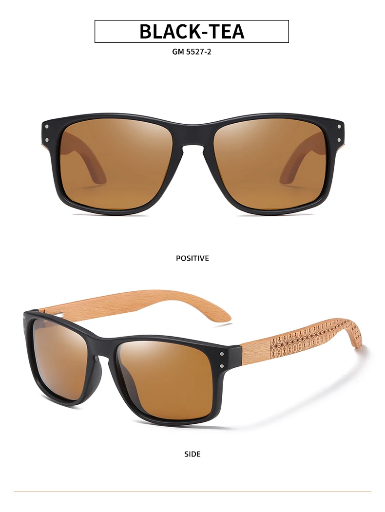 XSW Brand Design Beech wood Handmade Sunglasses Men Polarized Eyewear Outdoor Driving Sun Glasses Reinforced Hinge 5527