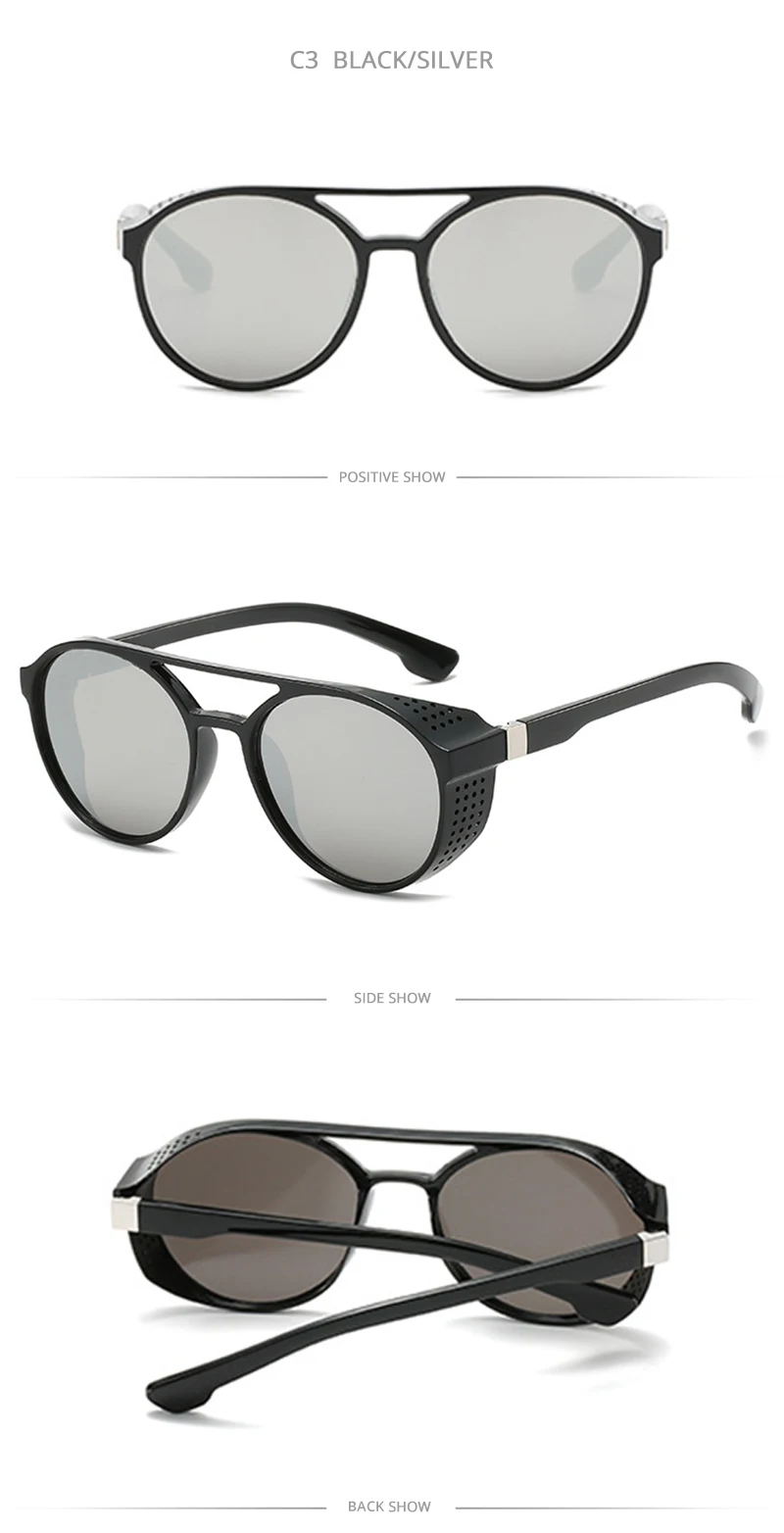 Classic Steampunk Sunglasses Men Fashion Round Glasses For Male Vintage Brand Designer Eyeglasses Shades Outdoor UV400