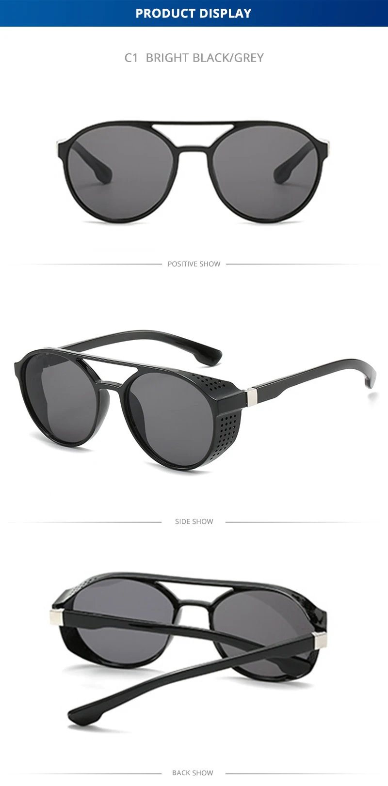 Classic Steampunk Sunglasses Men Fashion Round Glasses For Male Vintage Brand Designer Eyeglasses Shades Outdoor UV400