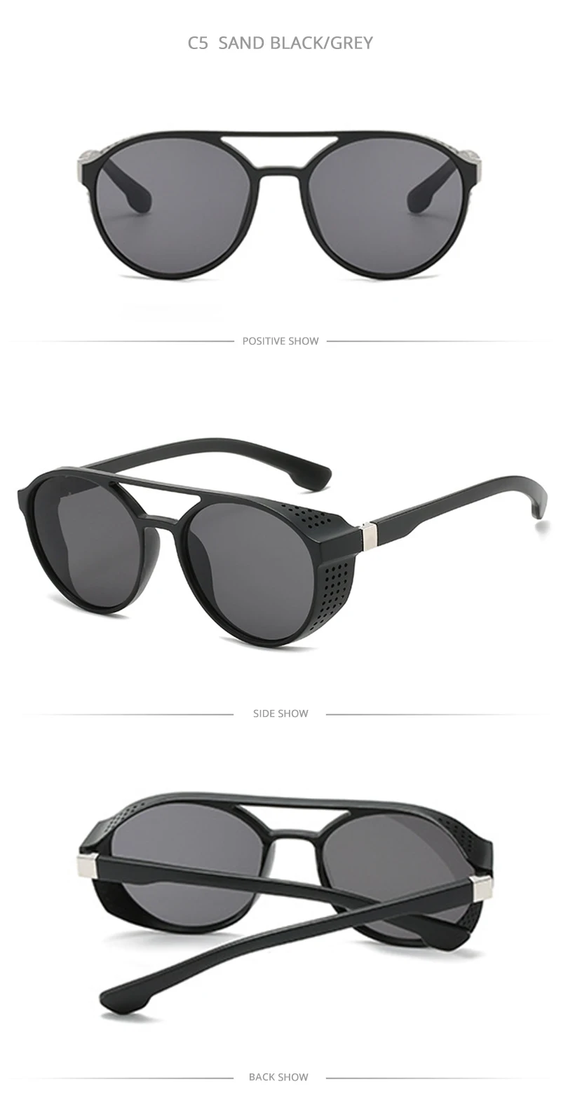 Classic Steampunk Sunglasses Men Fashion Round Glasses For Male Vintage Brand Designer Eyeglasses Shades Outdoor UV400