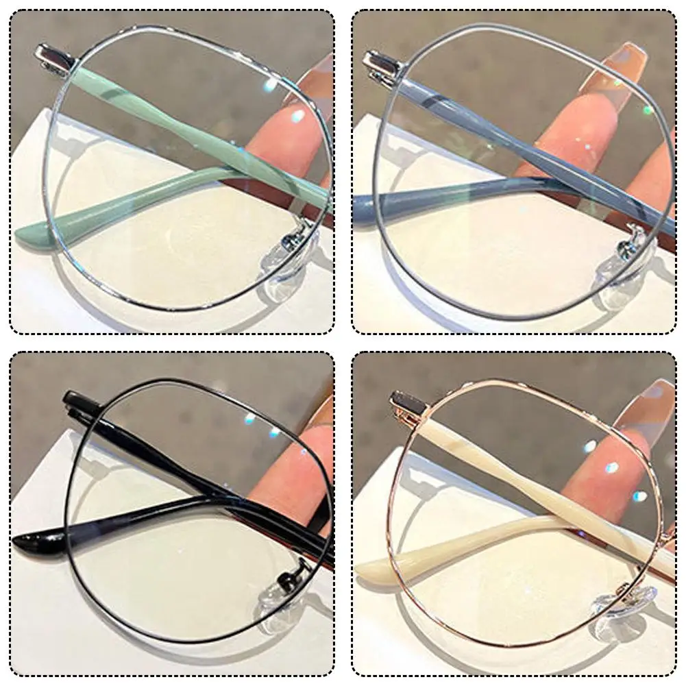 Fashionable Women's Glasses Alloy Popular Square Eyeglasses Clear Design Metal Ultralight Large Trendy Frame Glasses Korean Y6F7