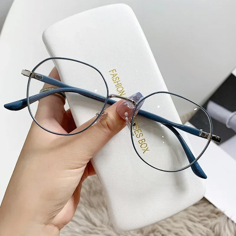 2024 Metal Round Decor Round Glasses Women Anti Blue Light Computer Glasses Black Metal Spectacle Frame 0 Diopter Glasses