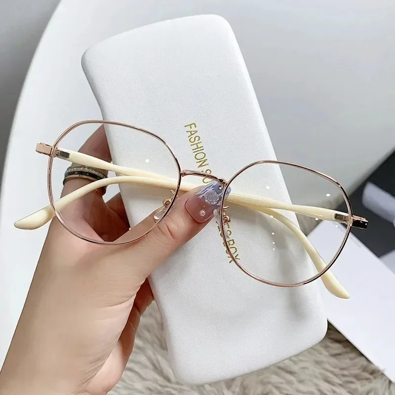 2024 Metal Round Decor Round Glasses Women Anti Blue Light Computer Glasses Black Metal Spectacle Frame 0 Diopter Glasses