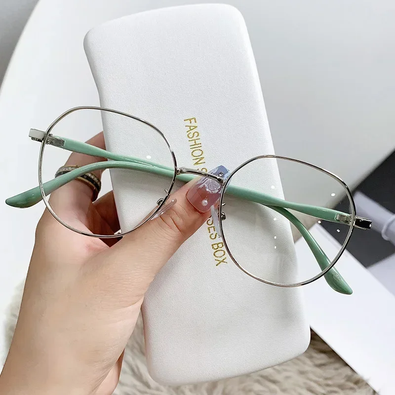 2024 Metal Round Decor Round Glasses Women Anti Blue Light Computer Glasses Black Metal Spectacle Frame 0 Diopter Glasses