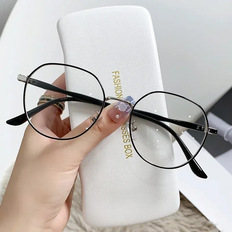 2024 Metal Round Decor Round Glasses Women Anti Blue Light Computer Glasses Black Metal Spectacle Frame 0 Diopter Glasses