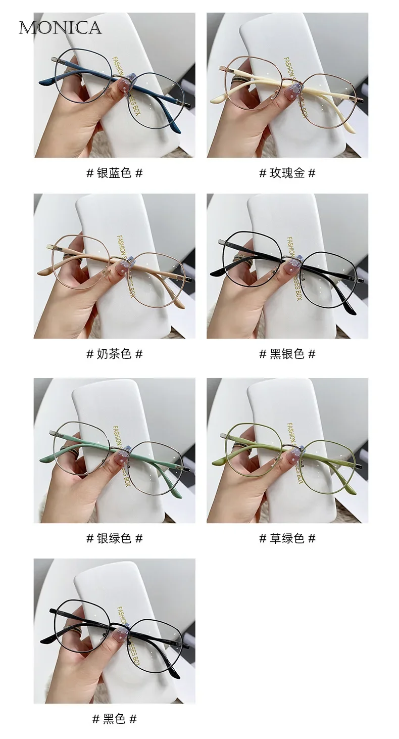 Metal Round Decor Round Glasses Women Anti Blue Light Computer Glasses Black Metal Spectacle Frame 0 Diopter 2024 Glasses