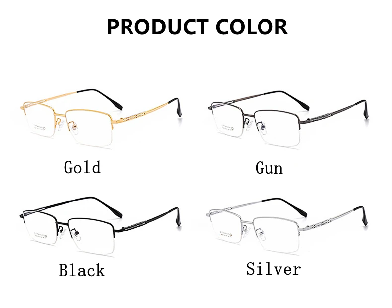 High Quality Men Pure Titanium Half-Rim Glasses Frame Ultra-Light Comfortable Business Myopia Prescription Glasses Frame