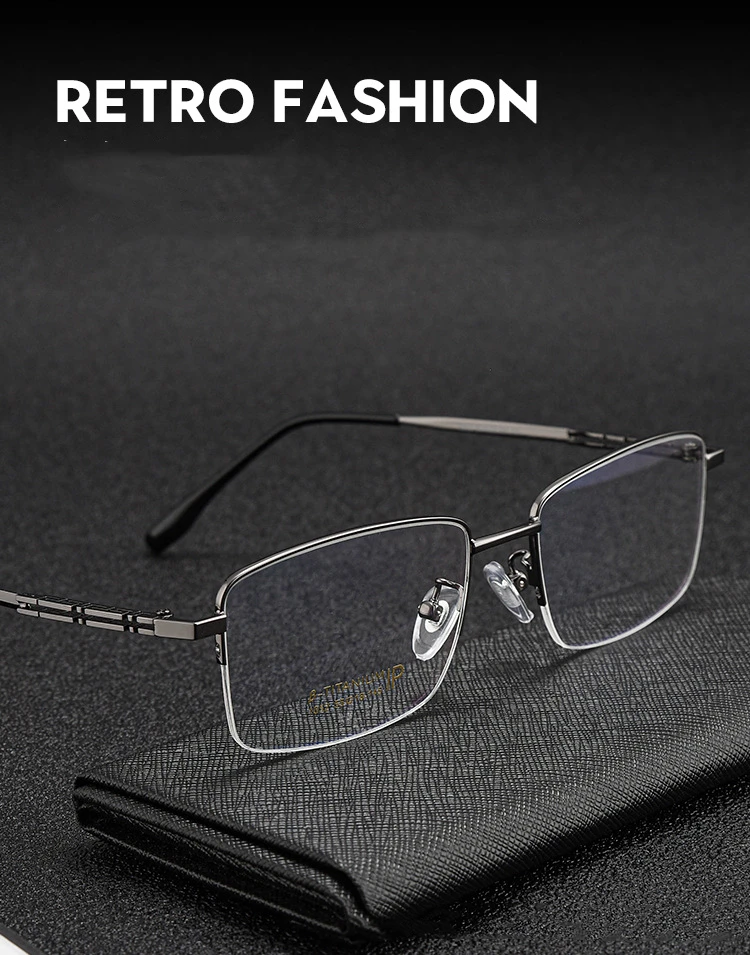 High Quality Men Pure Titanium Half-Rim Glasses Frame Ultra-Light Comfortable Business Myopia Prescription Glasses Frame