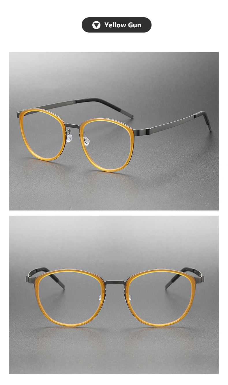 2024 Titanium Glasses Frame for Men Women Vintage Retro Round full Eyewear Screwless Eyeglasses Frame full Spectacle