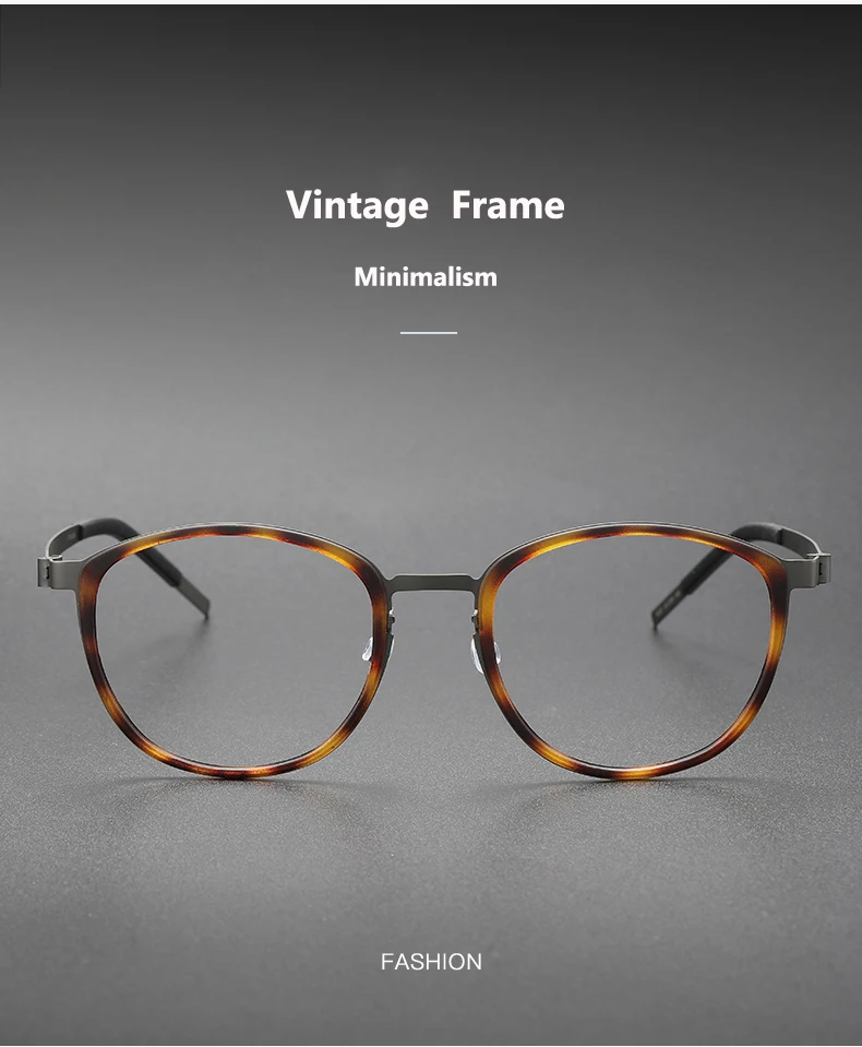 2024 Titanium Glasses Frame for Men Women Vintage Retro Round full Eyewear Screwless Eyeglasses Frame full Spectacle