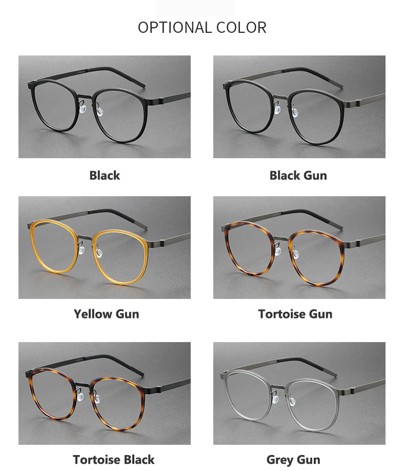 2024 Titanium Glasses Frame for Men Women Vintage Retro Round full Eyewear Screwless Eyeglasses Frame full Spectacle