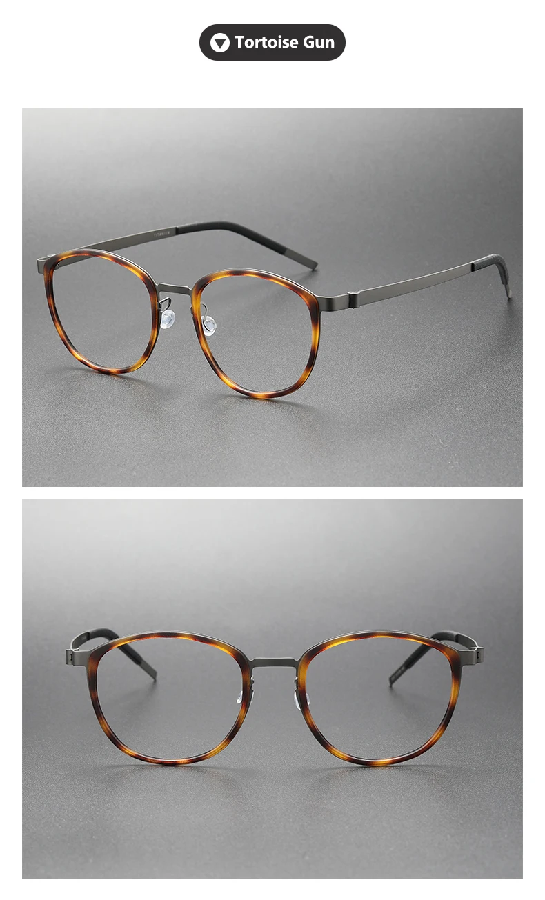 2024 Titanium Glasses Frame for Men Women Vintage Retro Round full Eyewear Screwless Eyeglasses Frame full Spectacle