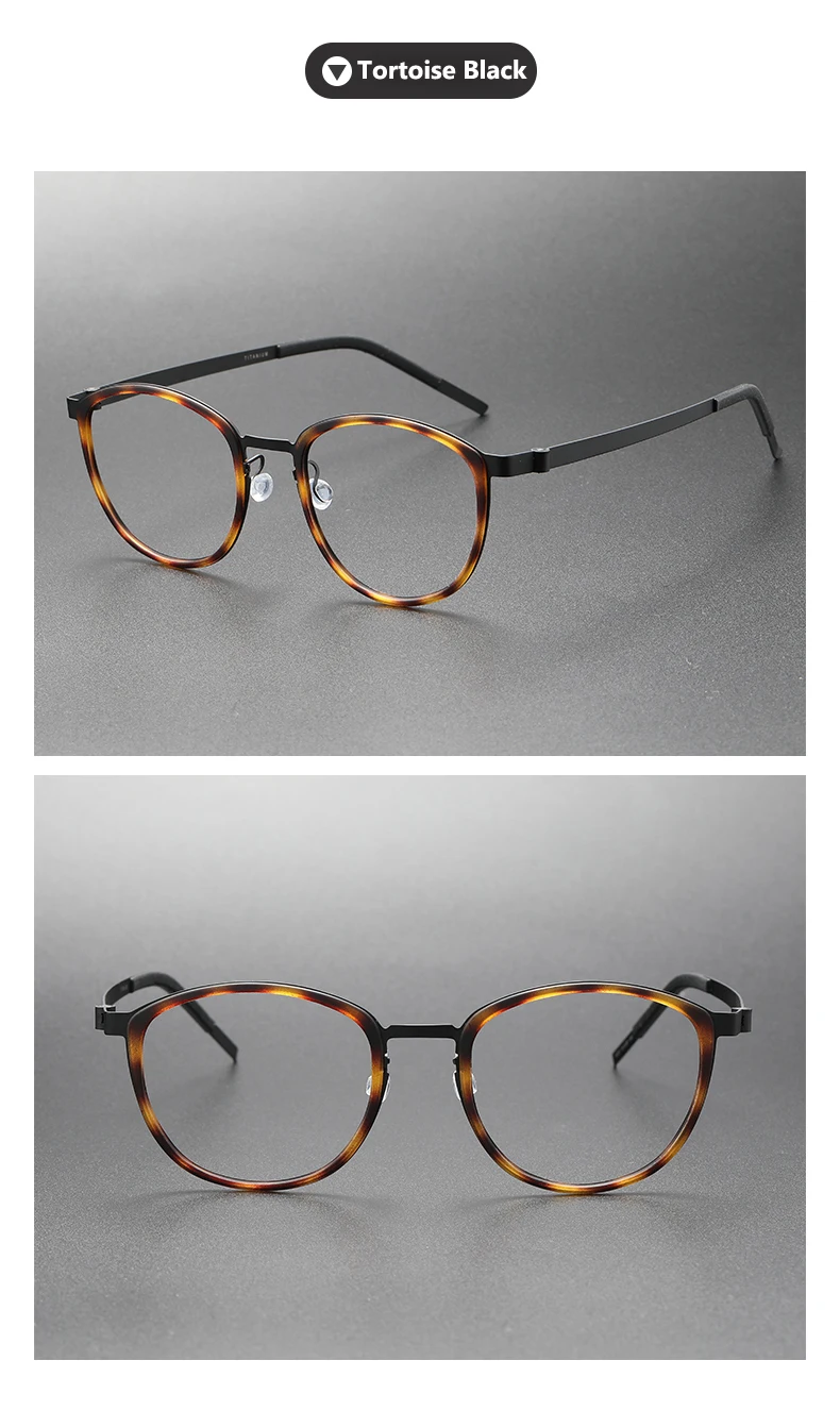 2024 Titanium Glasses Frame for Men Women Vintage Retro Round full Eyewear Screwless Eyeglasses Frame full Spectacle