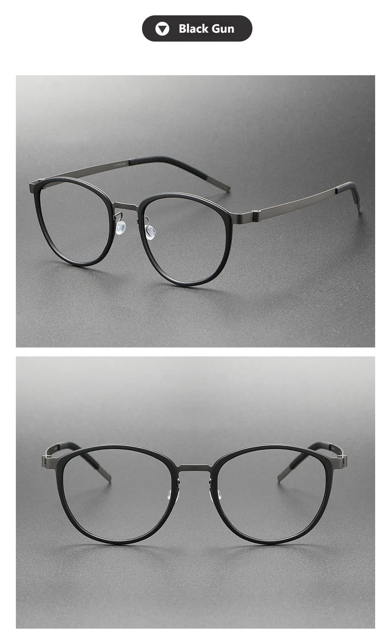 2024 Titanium Glasses Frame for Men Women Vintage Retro Round full Eyewear Screwless Eyeglasses Frame full Spectacle