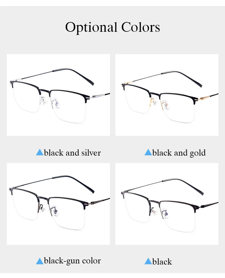 New Men Glasses Frame 2 Styles Full Rim and Half Rimless Optical Eyeglasses with Recipe for Man Prescription Spectacles Eyewear