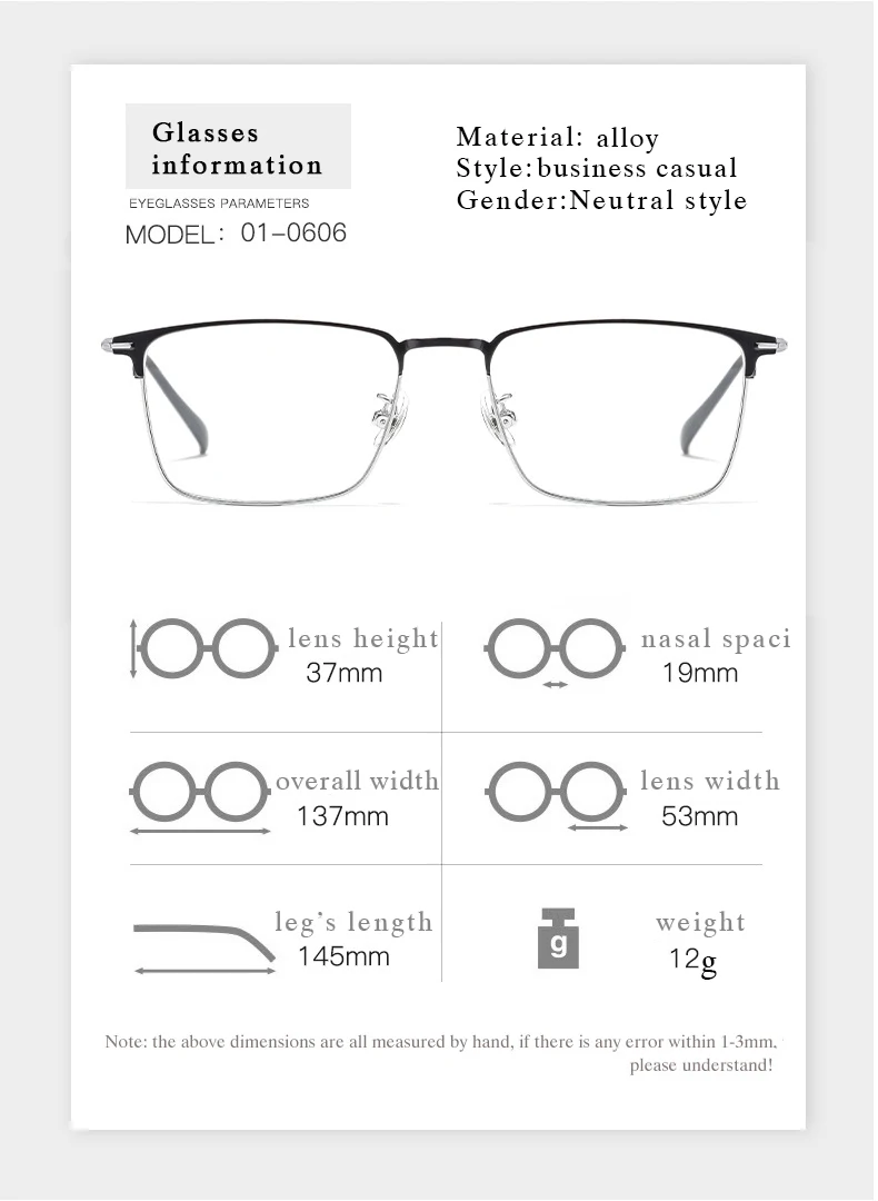 New Men Glasses Frame 2 Styles Full Rim and Half Rimless Optical Eyeglasses with Recipe for Man Prescription Spectacles Eyewear