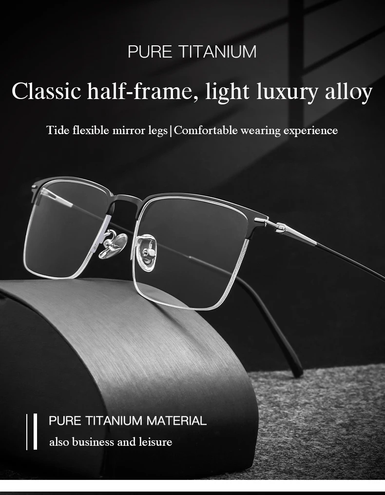 New Men Glasses Frame 2 Styles Full Rim and Half Rimless Optical Eyeglasses with Recipe for Man Prescription Spectacles Eyewear