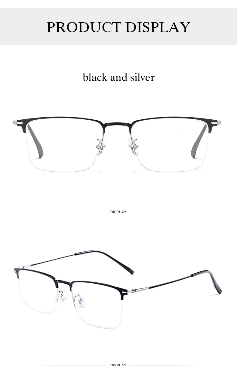 New Men Glasses Frame 2 Styles Full Rim and Half Rimless Optical Eyeglasses with Recipe for Man Prescription Spectacles Eyewear