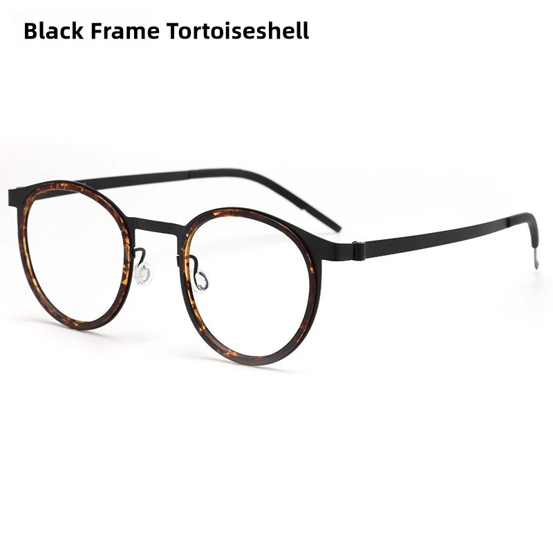 Denmark Brand Pure Titanium Round Screwless Eyewear Men Glasses Frame Retro Anti-Blu Light Eyeglasses IP Men No Screws Spectacle