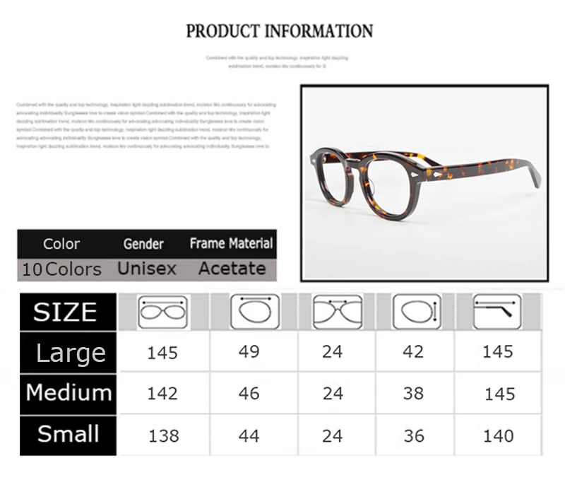 Optical Eyeglasses Frame Men Women Johnny Depp Vintage Glasses Acetate Spectacle Frame For Male Customizable Prescription Lens