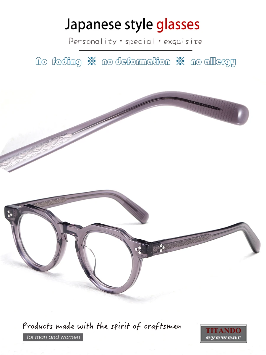 Japanese Retro Fashion Crown Polygonal shape Acetate Glasses of Couple eyeglasses Frame TVR-SKYACE