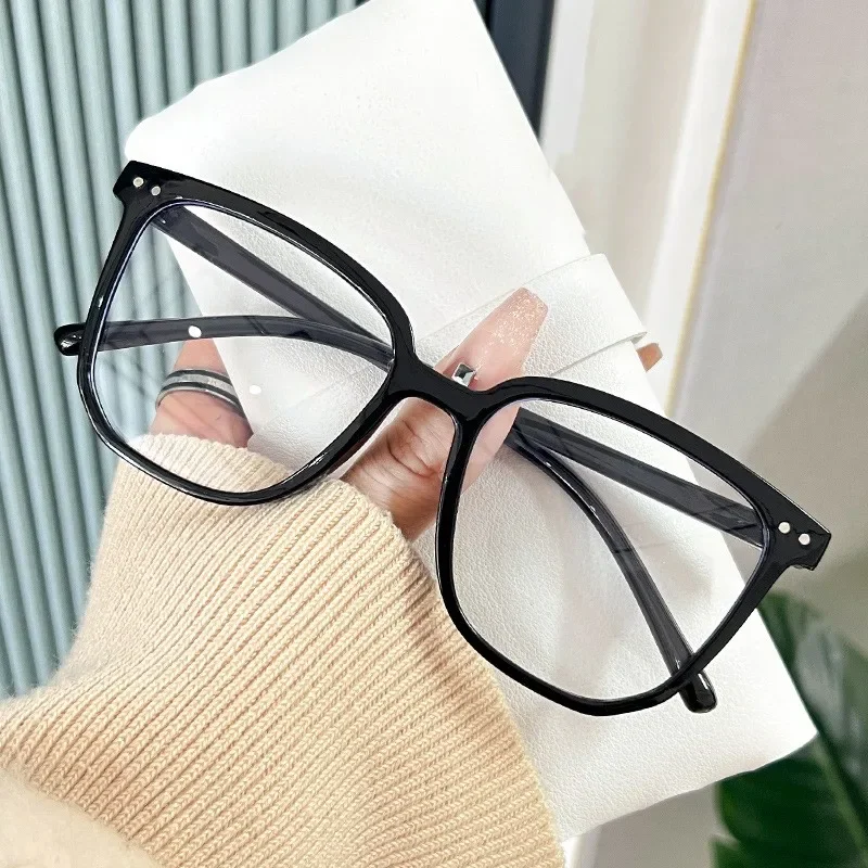 5pcs Oversized Plain Glass Spectacles for Men Women Transparent Square Blue Light Blocking Computer Glasses Fashion Accessories