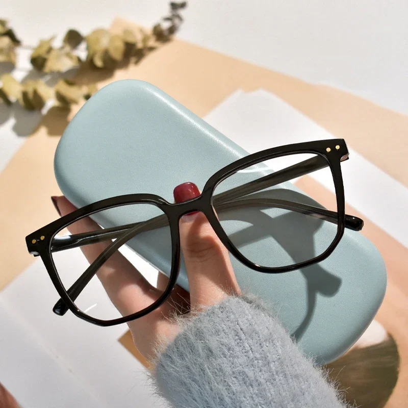 5pcs Oversized Plain Glass Spectacles for Men Women Transparent Square Blue Light Blocking Computer Glasses Fashion Accessories