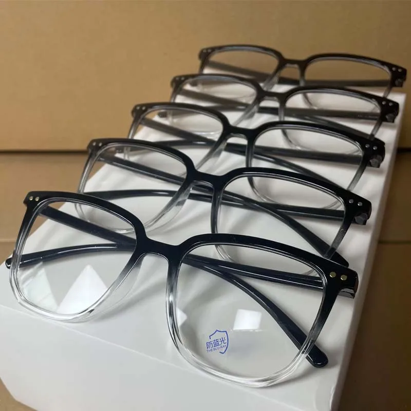 5pcs Oversized Plain Glass Spectacles for Men Women Transparent Square Blue Light Blocking Computer Glasses Fashion Accessories