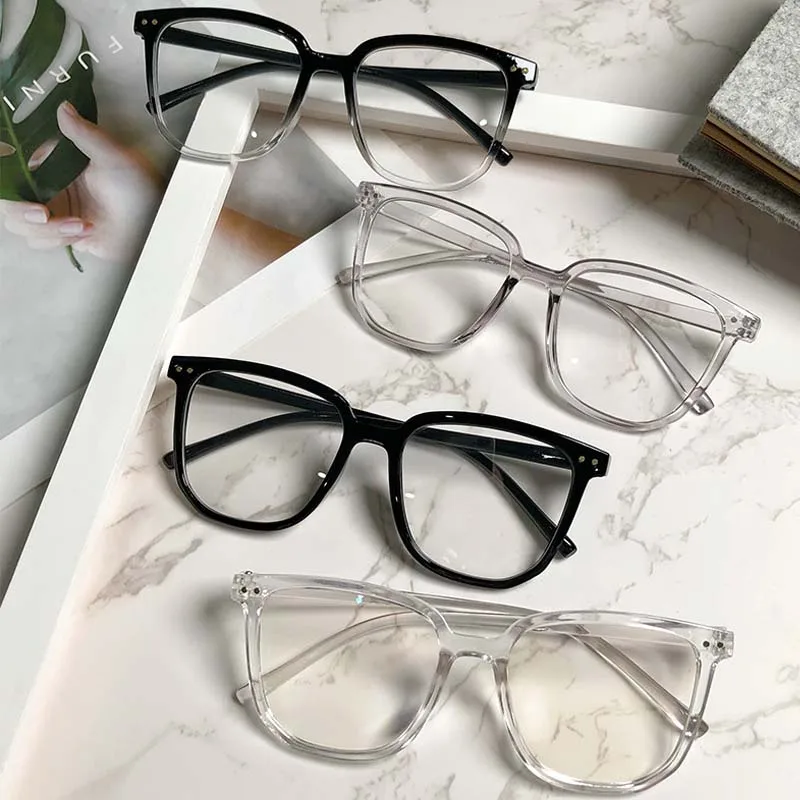 5pcs Oversized Plain Glass Spectacles for Men Women Transparent Square Blue Light Blocking Computer Glasses Fashion Accessories