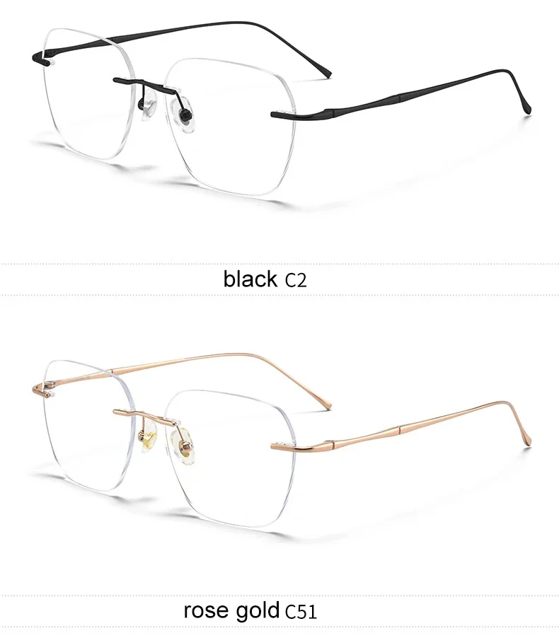 Pure Titanium Glasses Anti Blue Light Men's Eyeglasses Frames Luxury Brands Rimless Glasses Women Pure Titanium  Computer Lenses