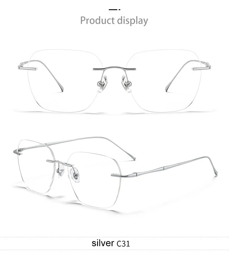 Pure Titanium Glasses Anti Blue Light Men's Eyeglasses Frames Luxury Brands Rimless Glasses Women Pure Titanium  Computer Lenses