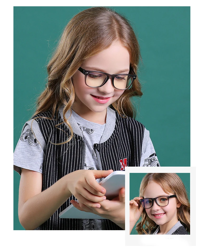 55197 Retro Square Blue Light Blocking Glasses for Girl Optical Glasses Frame Boy Anti Glare Computer Eyeglasses Child Uv400